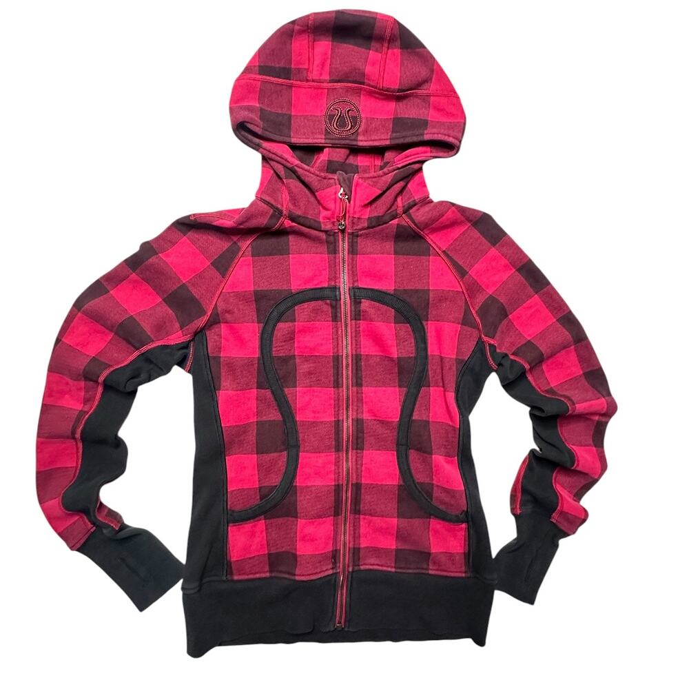 Lululemon Suba Camp Check Lumberjack Red And Black Hoodie Jacket Size 4